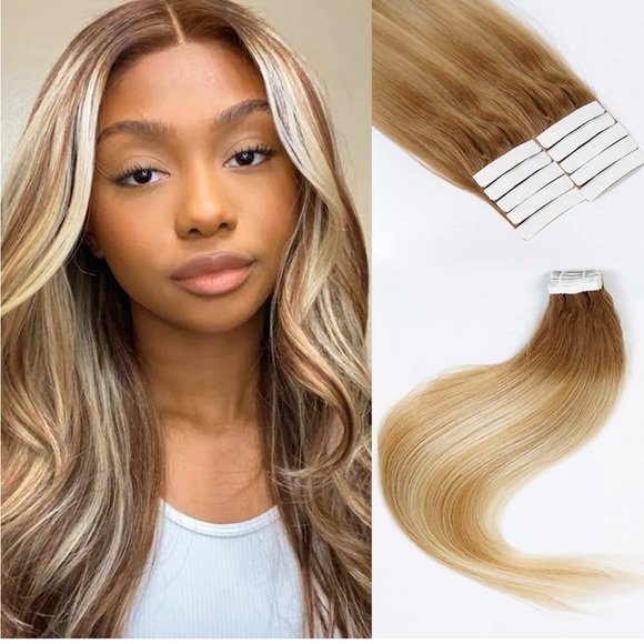 20” Tape in Blonde Hair Extensions Human Hair 61320 pcs 100g